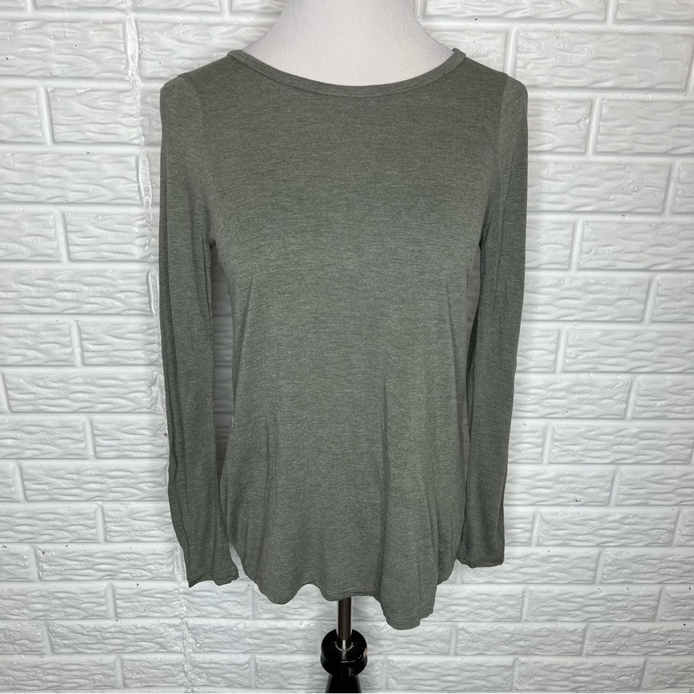 J CREW Gray Long Sleeve Stretch Suiting Crew Tee E4357 Women's Size S